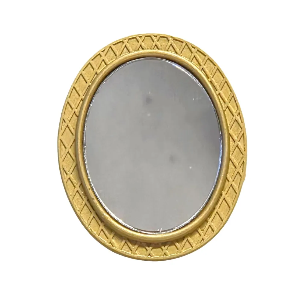 Specchio ovale con cornice dorata per statue da 25-30 cm