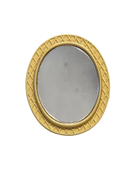 Specchio ovale con cornice dorata per statue da 25-30 cm