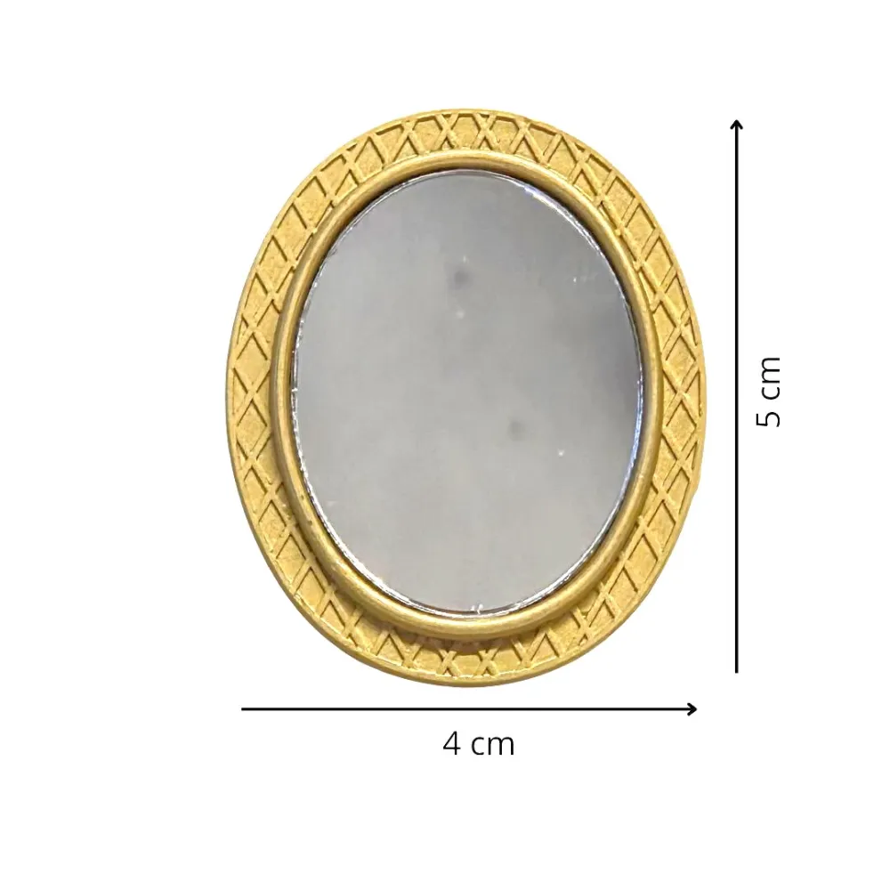 Specchio ovale con cornice dorata per statue da 25-30 cm