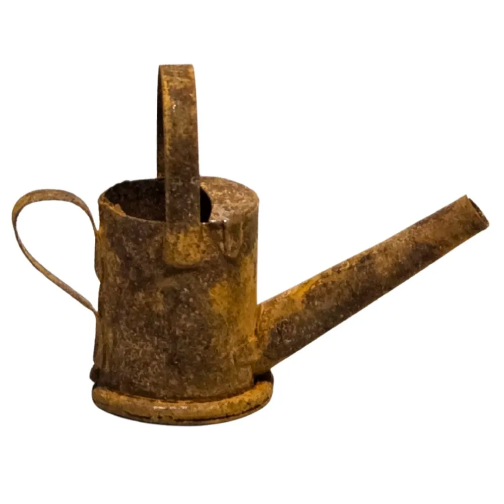 Annaffiatoio in metallo effetto ruggine per statue da 10-12 cm