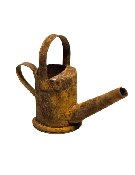 Annaffiatoio in metallo effetto ruggine per statue da 10-12 cm