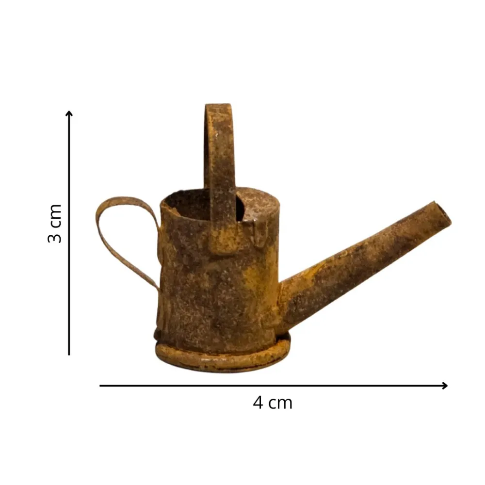 Annaffiatoio in metallo effetto ruggine per statue da 10-12 cm