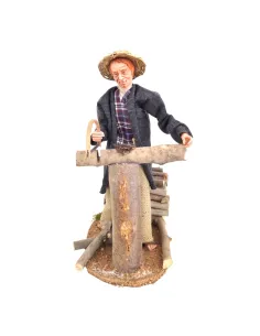 Animated Traditional Woodcutter with Bow Saw - 30 cm 2