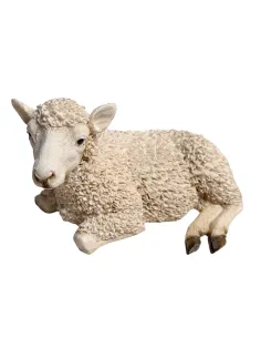 Pecora sdraiata girata verso sinistra in resina per statue da 20 cm 2