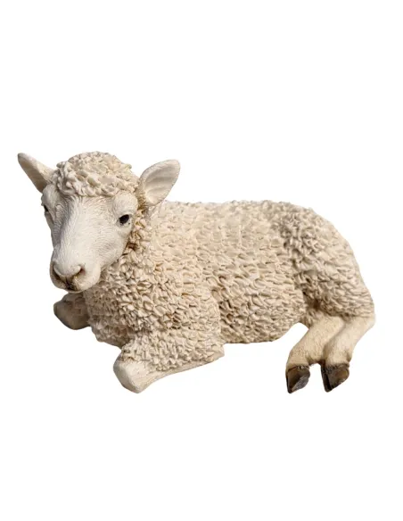 Pecora sdraiata girata verso sinistra in resina per statue da 20 cm