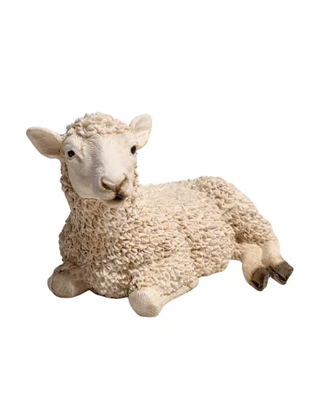 Pecora sdraiata girata verso sinistra in resina per statue da 20 cm
