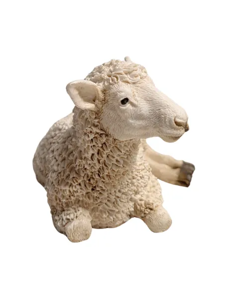 Pecora sdraiata girata verso sinistra in resina per statue da 20 cm