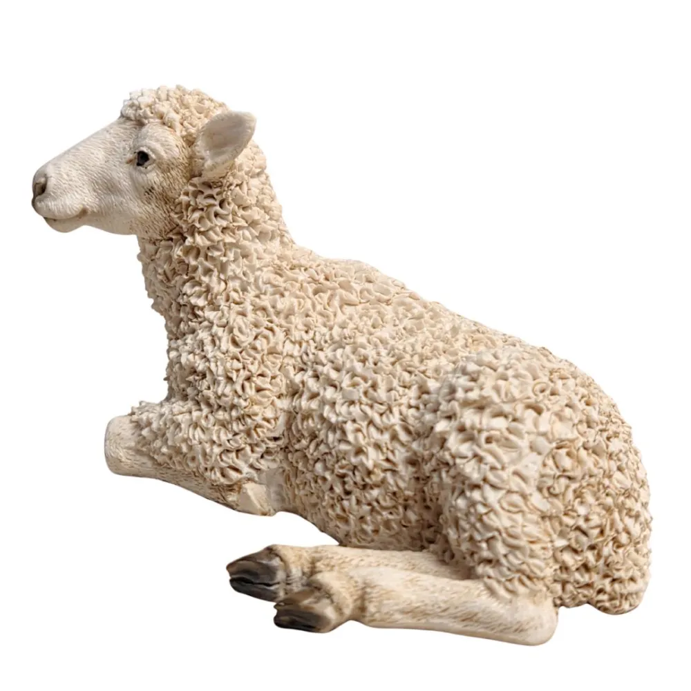 Pecora sdraiata girata verso sinistra in resina per statue da 20 cm