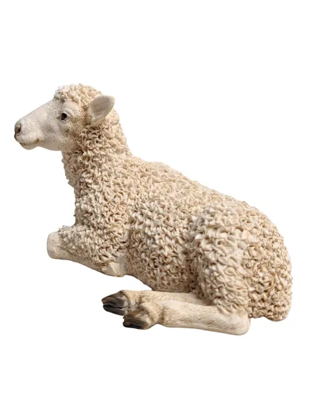 Pecora sdraiata girata verso sinistra in resina per statue da 20 cm
