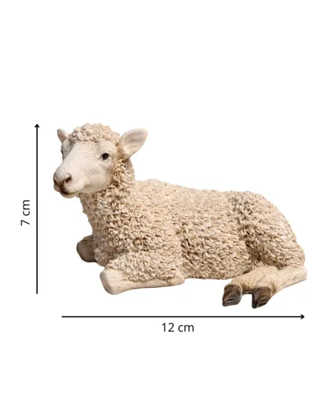 Pecora sdraiata girata verso sinistra in resina per statue da 20 cm