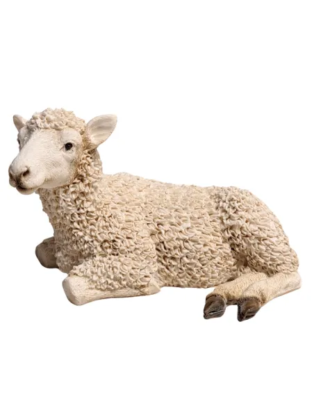 Pecora sdraiata girata verso sinistra in resina per statue da 20 cm