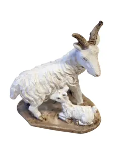 Coppia capra con capretto in resina per statue da 10-12 cm 2