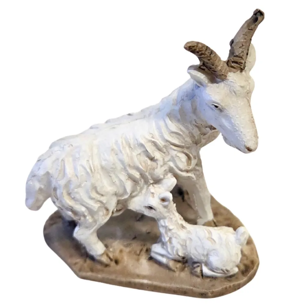 Coppia capra con capretto in resina per statue da 10-12 cm