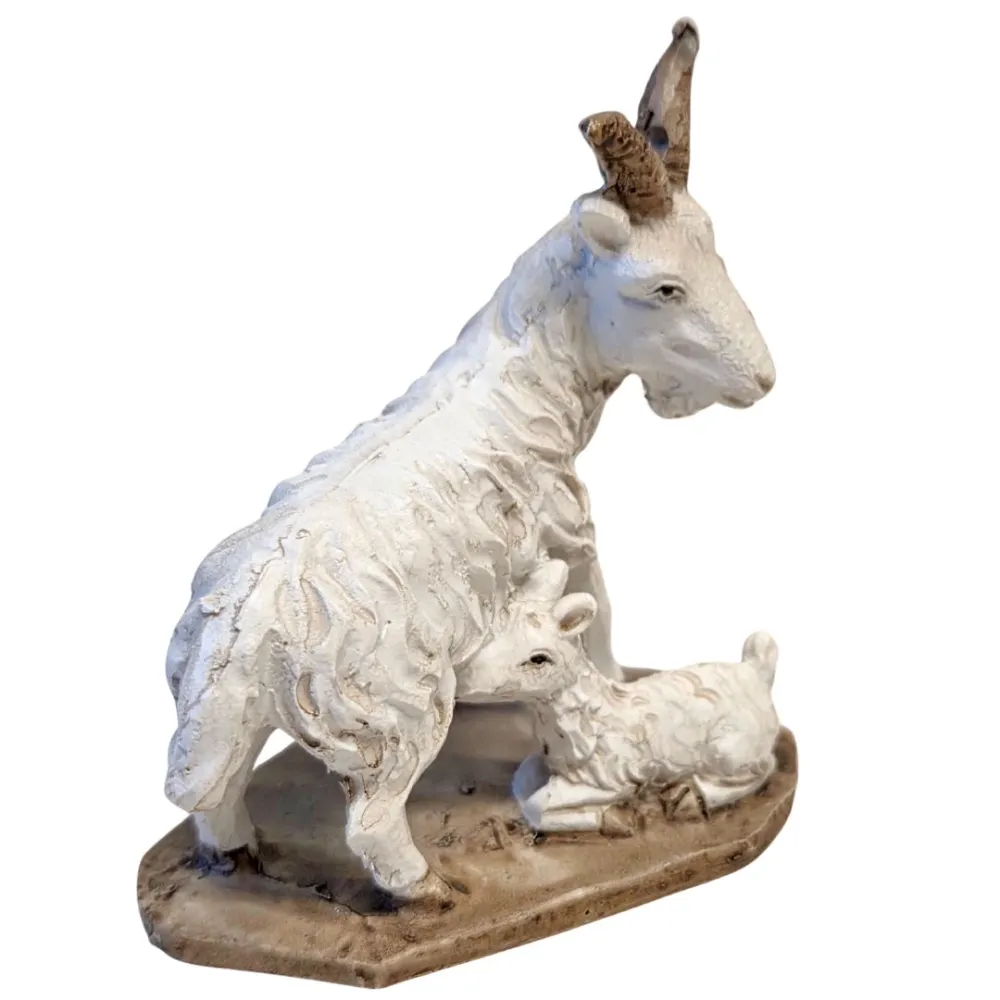 Coppia capra con capretto in resina per statue da 10-12 cm