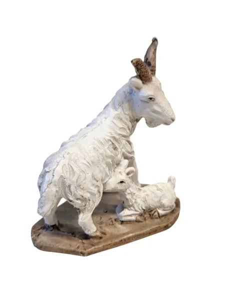 Coppia capra con capretto in resina per statue da 10-12 cm