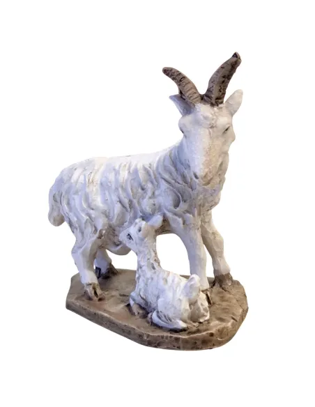 Coppia capra con capretto in resina per statue da 10-12 cm