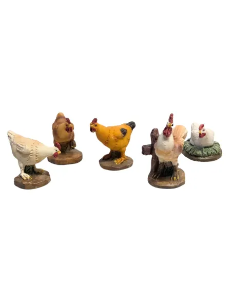 Set 5 gallinacei in resina per statue da 10-12 cm