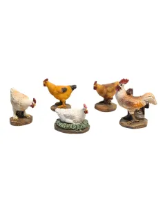 Set of 5 Poultry Figures in Resin – for 10–12 cm Nativity Figures