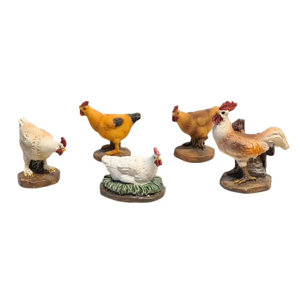 Set of 5 Poultry Figures in Resin – for 10–12 cm Nativity Figures