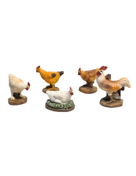 Set 5 gallinacei in resina per statue da 10-12 cm
