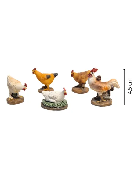 Set 5 gallinacei in resina per statue da 10-12 cm