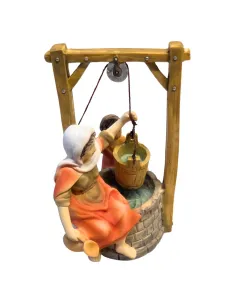 Scena donna al pozzo seduta con bambino serie 10 cm 2