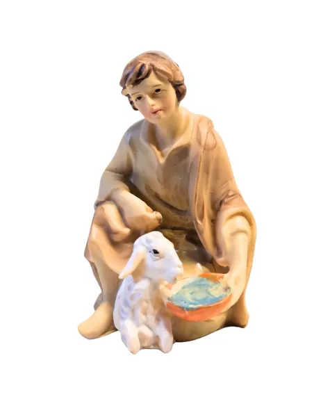 Giovane pastore con agnello serie 10 cm