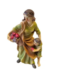 Woman with fruit basket and little boy - 10 cm 2