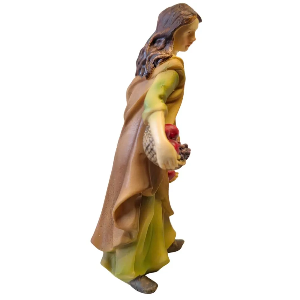 Woman with fruit basket and little boy - 10 cm