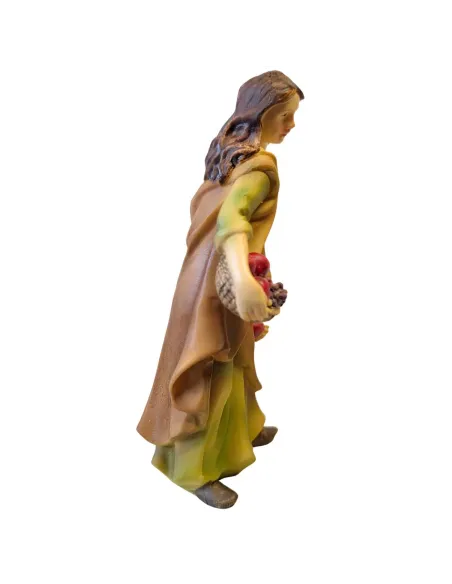 Donna con cesto frutta e bambino 10 cm