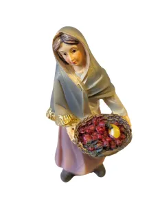 Donna con cesto frutta 8 cm 2