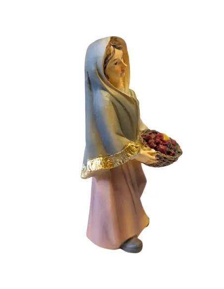 Donna con cesto frutta 8 cm