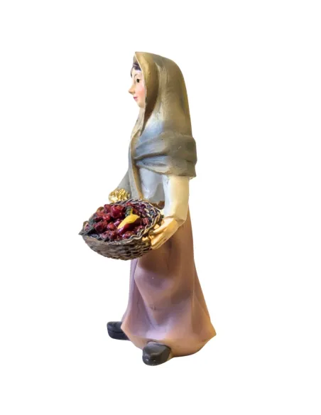 Donna con cesto frutta 8 cm