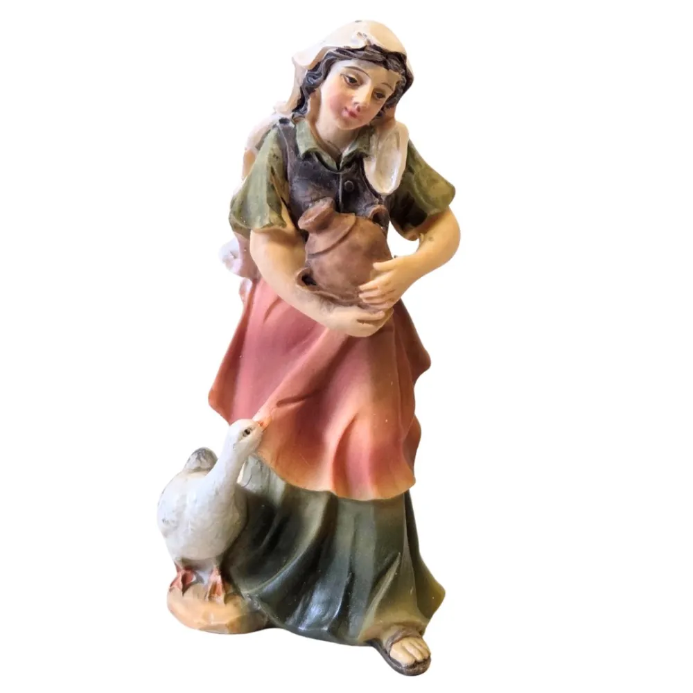 Woman with amphora and goose - 8 cm