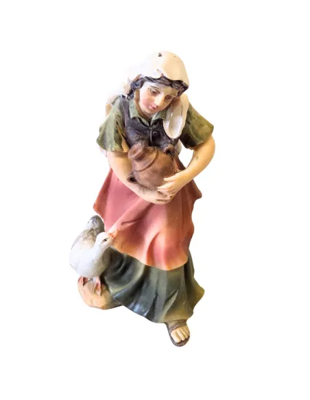 Donna con anfora e oca 8 cm