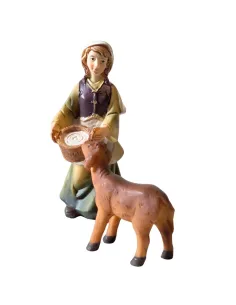 Donna con latte e vitello 8 cm