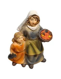 Woman with fruit basket and little girl – 8 cm 2