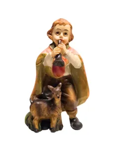 Little boy with flute and kid goat for 10 cm nativity figures
