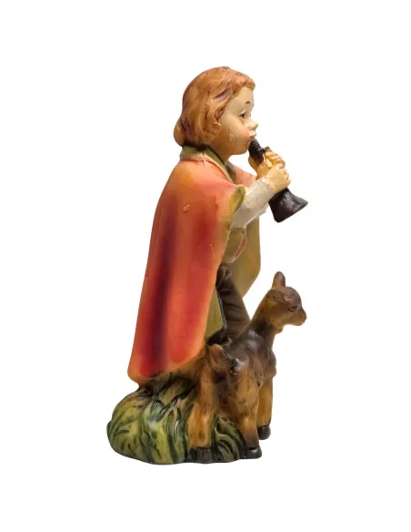 Little boy with flute and kid goat for 10 cm nativity figures