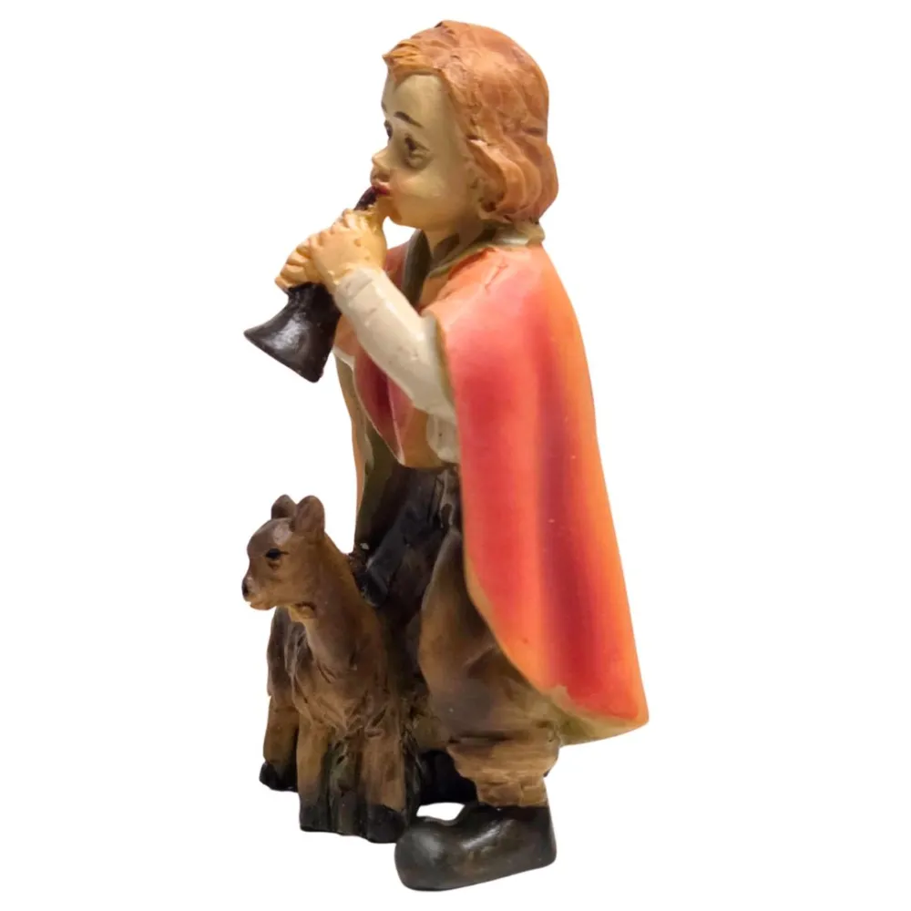 Little boy with flute and kid goat for 10 cm nativity figures