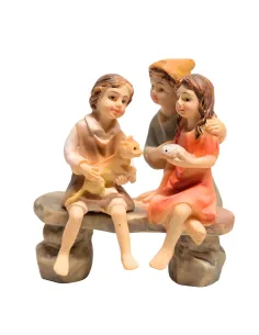 Bambini con gatto e pesce per statue da 10 cm