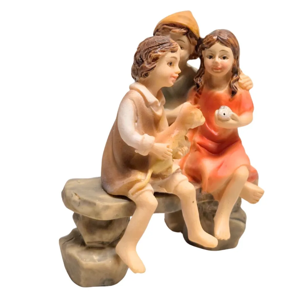 Bambini con gatto e pesce per statue da 10 cm