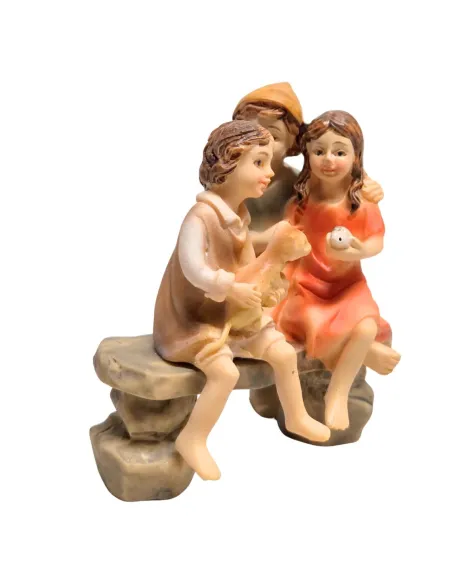 Bambini con gatto e pesce per statue da 10 cm