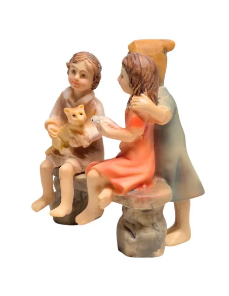 Bambini con gatto e pesce per statue da 10 cm