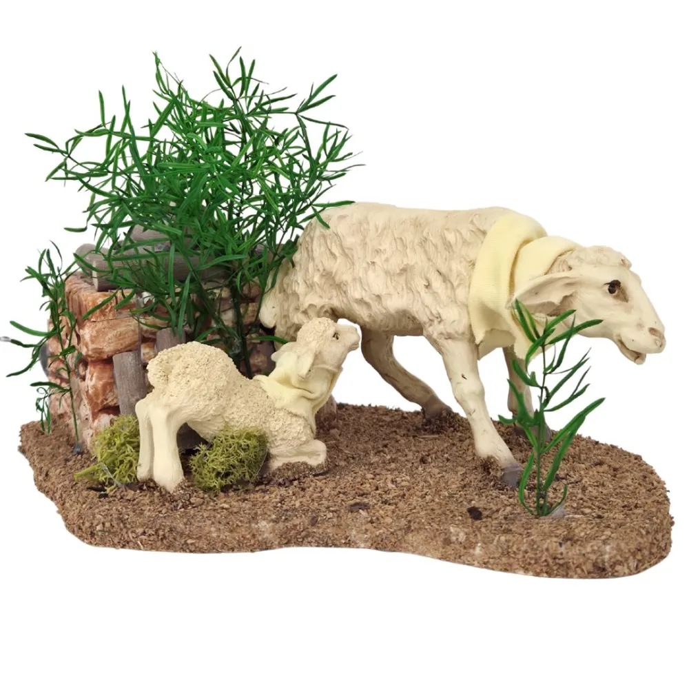 Sheep and lamb with movement for 30 cm nativity figures