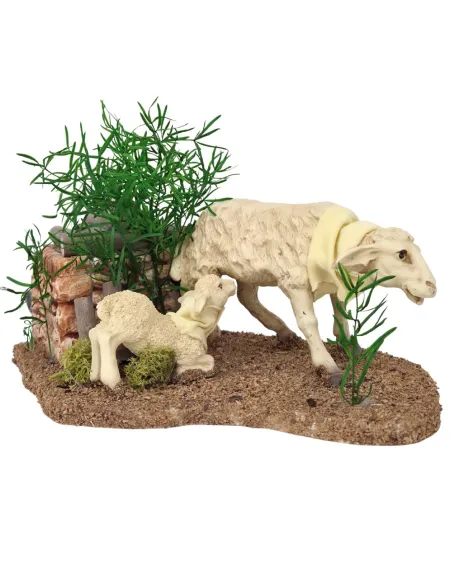 Sheep and lamb with movement for 30 cm nativity figures