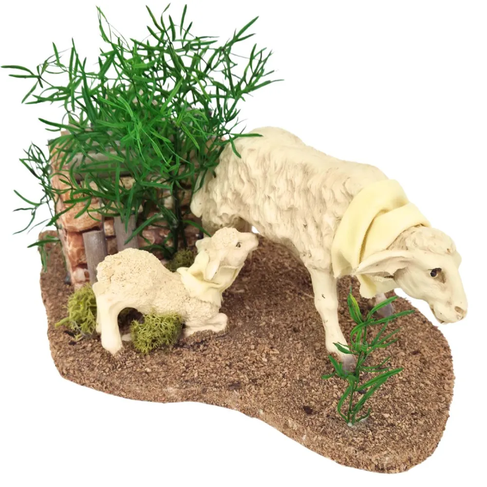 Sheep and lamb with movement for 30 cm nativity figures