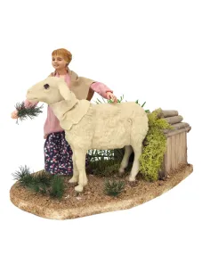 Animated Little Girl Petting a Sheep for 30 cm Nativity Figures 2