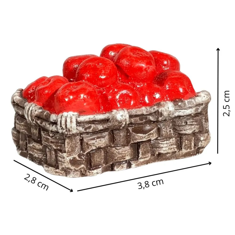Plaster Basket with Apples for 25–30 cm Nativity Figures