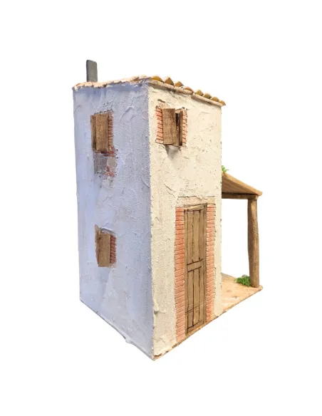 Rustic village house with covered porch in polystyrene for 10 cm nativity figures